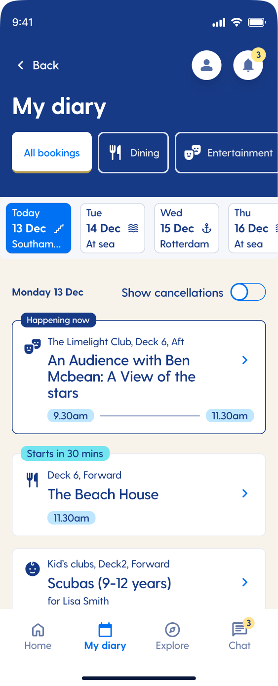My Diary: time-aware itinerary with reminders